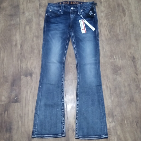 Rock Revival Women's 26 Johanna Bootcut Bejeweled Flap Pockets NWT - Picture 2 of 12